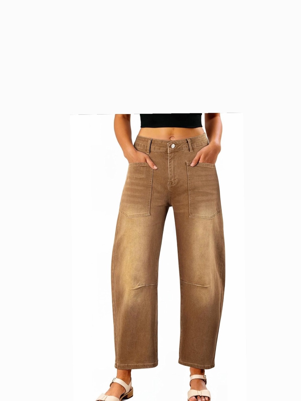 EVALESS Womens Baggy Barrel Jeans High Waisted Wide Leg size 6